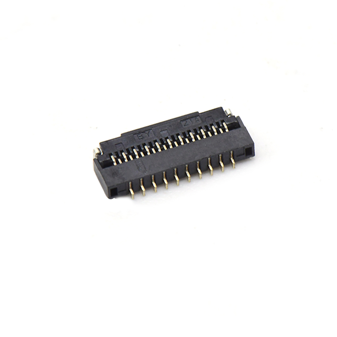 F0303 FPC FFC连接器Pitch 0.30mm 90°H1.00mm 卧式下接前掀盖 SMT型FPC 21Pin黑色 镀半金1u"，其它区域镀镍